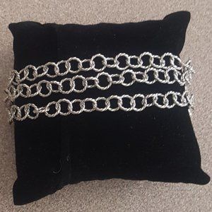 New Women's 925 STERLING SILVER  Three-strap Silver Bracelet